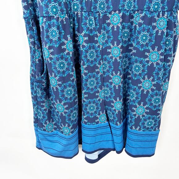 Market & Spruce Stitch Fix Blue Patterned Sleeveless Romper S Women Keyhole - Picture 4 of 11